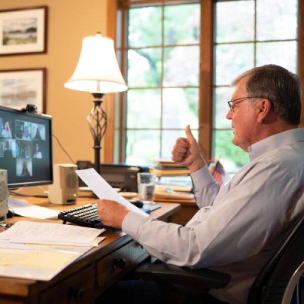 Back in the classroom, Haas enjoys teaching remotely